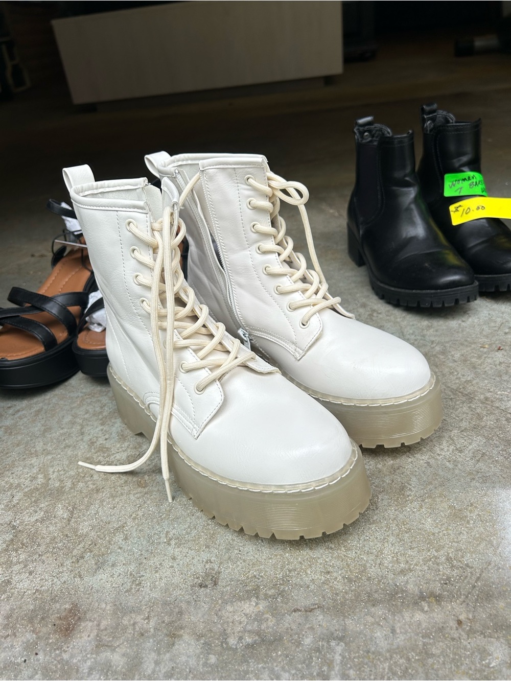 Steve Madden Cream/White Platform Boots